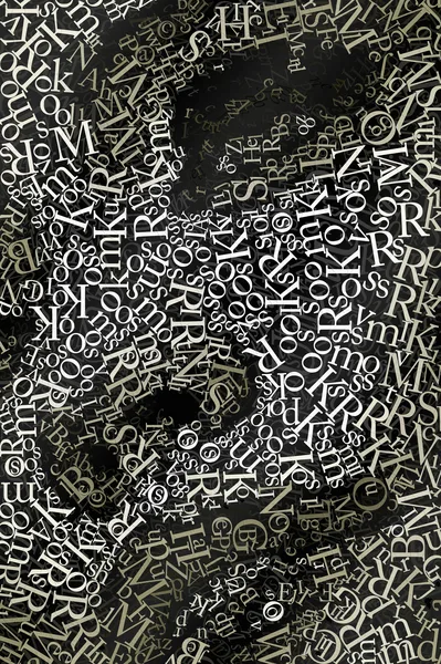 CHriZ fine art - Faces 001 (FACES of the Soul Collection, 2026) - Mixed media - hand-applied letters on aluminium panels, 100 × 150 × 5 cm