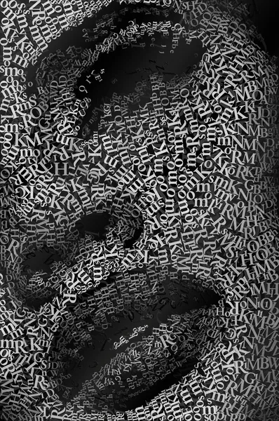 CHriZ fine art - Faces 022 (FACES of the Soul Collection, 2026) - Mixed media - hand-applied letters on aluminium panels, 100 × 150 × 5 cm