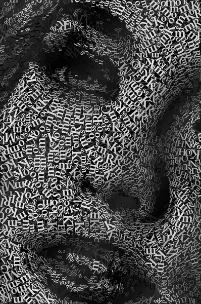 CHriZ fine art - Faces 024 (FACES of the Soul Collection, 2026) - Mixed media - hand-applied letters on aluminium panels, 100 × 150 × 5 cm