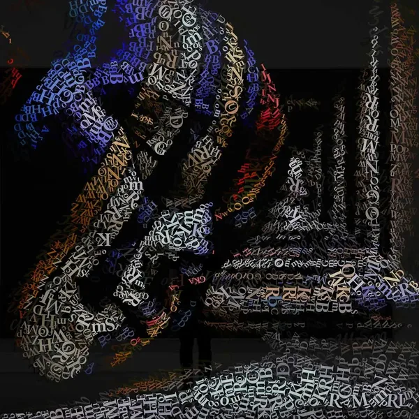 CHriZ fine art - Masks 003 (Masks Collection, 2026) - Mixed media - hand-applied letters on aluminium panels, 150 × 150 × 5 cm