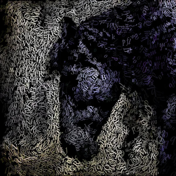 CHriZ fine art - Portraits - Horse 002 (Portraits Collection, 2026) - Mixed media - hand-applied letters on aluminium panels, 150 × 150 × 5 cm