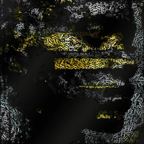 CHriZ fine art - Portraits 018 (Portraits Collection, 2026) - Mixed media - hand-applied letters on aluminium panels, 150 × 150 × 5 cm