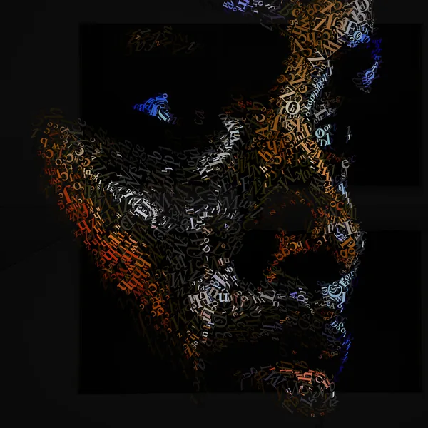 CHriZ fine art - Portraits 028 (Portraits Collection, 2026) - Mixed media - hand-applied letters on aluminium panels, 150 × 150 × 5 cm