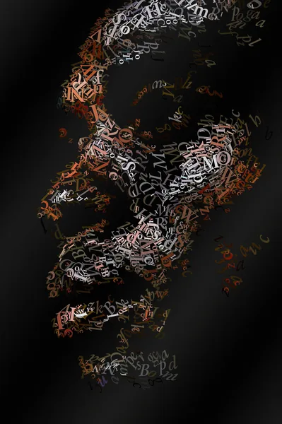 CHriZ fine art - Portraits 045 (Portraits Collection, 2026) - Mixed media - hand-applied letters on aluminium panels, 100 × 150 × 5 cm