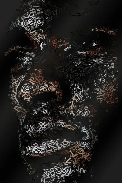 CHriZ fine art - Portraits 049 (Portraits Collection, 2026) - Mixed media - hand-applied letters on aluminium panels, 200 × 300 × 5 cm